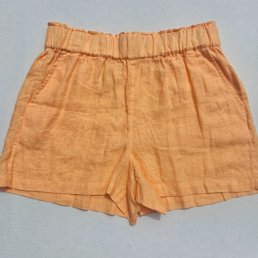 J. Crew Pull On 100% Linen Shorts Women Size M NWT High Waisted Summer Beach